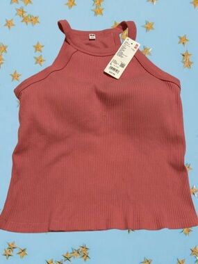 Uniqlo Ribbed Halter Tank - Mauve Pink
